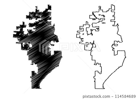 Peoria City, Illinois (United States cities, United States of America, us, usa city) map vector illustration, scribble sketch City of Peoria map 114584689
