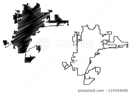 Pueblo City, Colorado (United States cities, United States of America, us, usa city) map vector illustration, scribble sketch City of Pueblo map 114584690