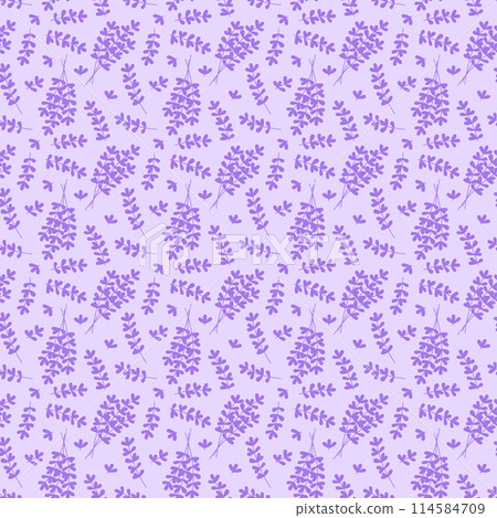 Lavender flowers silhouettes pattern. Vector seamless background. Cute floral blossom pattern 114584709