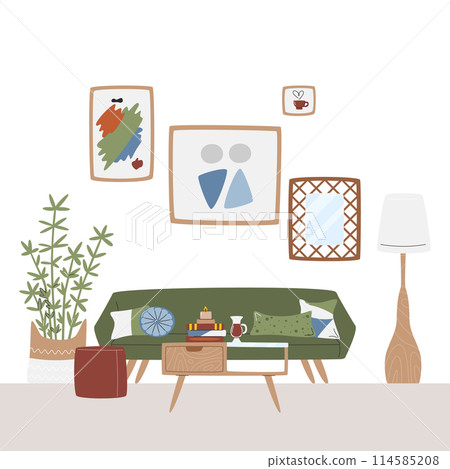 Living room interior design with many home decor 114585208