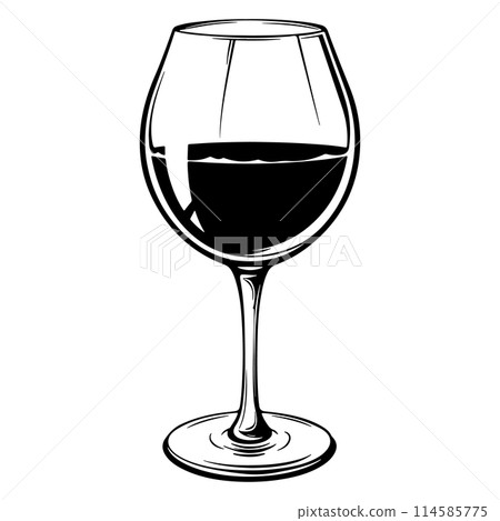 Glass of Wine Hand Drawn Sketch Illustration. 114585775