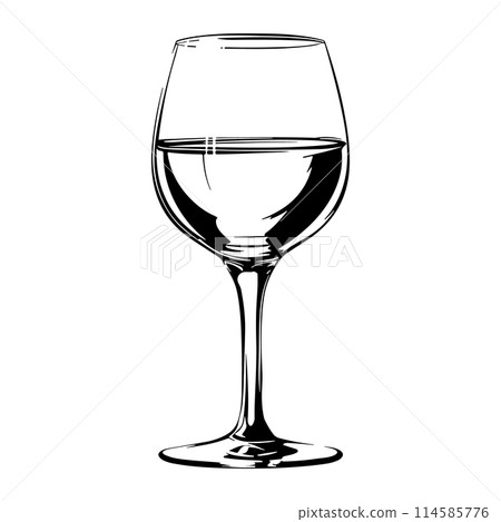 Glass of Wine Hand Drawn Sketch Illustration. 114585776
