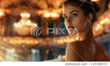 The ballerina is the dancer that dancing with elegant pose on the stage. AIG43. The ballerina is the dancer that dancing with elegant pose on the stage. AIG43. 114586033