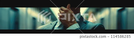 The close up view of person working as businessman and adjusting necktie. AIG43. The close up view of person working as businessman and adjusting necktie. AIG43. 114586285