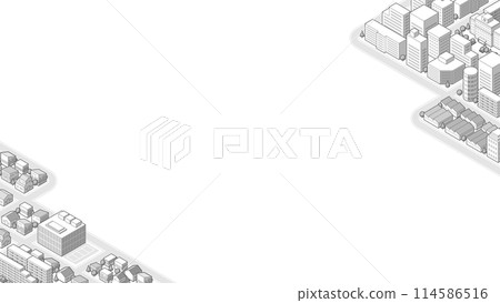 Three-dimensional cityscape seen from above vector illustration 114586516