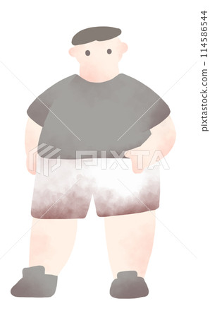 一個大男人的全身手繪插畫 114586544