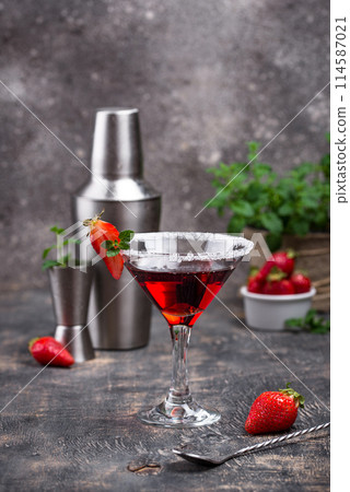 Strawberry martini. Sweet summer cocktail Strawberry martini. Sweet summer cocktail 114587021