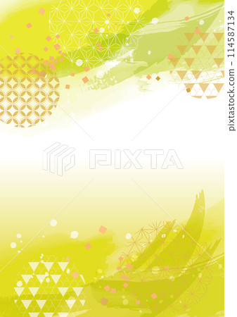 Matcha greenery watercolor Japanese pattern background illustration Matcha greenery watercolor Japanese pattern background illustration 114587134