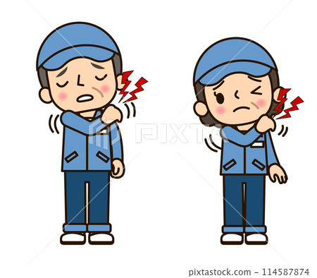 Men and women in work clothes with shoulder pain 114587874