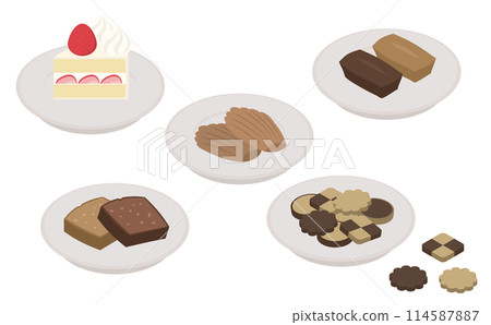 Isometric illustration: baked goods set Isometric illustration: baked goods set 114587887