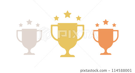 Gold, silver and bronze trophy icon rank No.1 to No.3 vector illustration 114588001