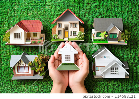 Creative depiction of green lifestyle, sustainable living concept image 114588121