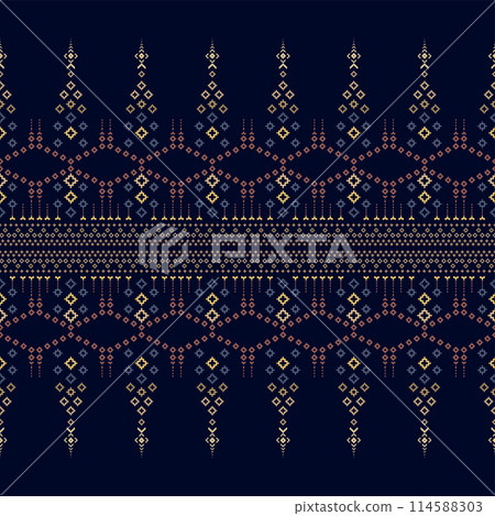A lined textiles of Blanket stripes in seamless vector patterns and texture style. colorful shapes traditional pattern on dark Background 114588303