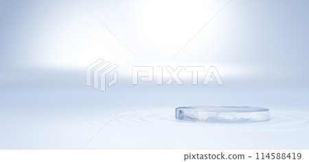 A floating ice pedestal on the water surface. Ripples. Copy space. 3D (landscape) 114588419