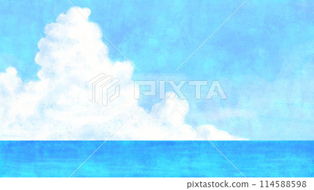 Illustration of the sea and cumulonimbus clouds Summer image Illustration of the sea and cumulonimbus clouds Summer image 114588598