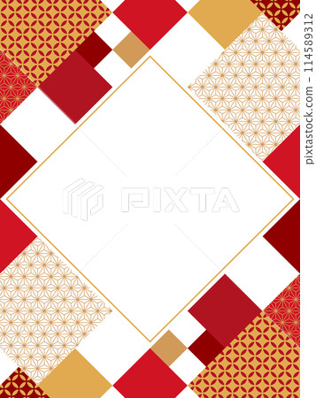 幾何日本圖案框架材料（垂直方向） 114589312