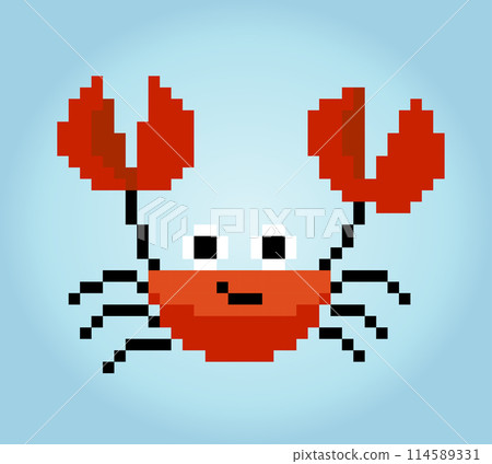 8 bit pixel crab image. Animals in vector illustration for retro games 8 bit pixel crab image. Animals in vector illustration for retro games 114589331