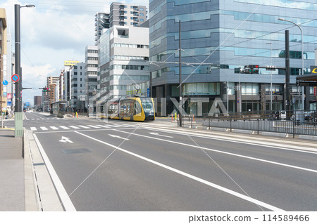 東宿鄉十字路口附近運行的輕軌 東宿鄉十字路口附近運行的輕軌 114589466