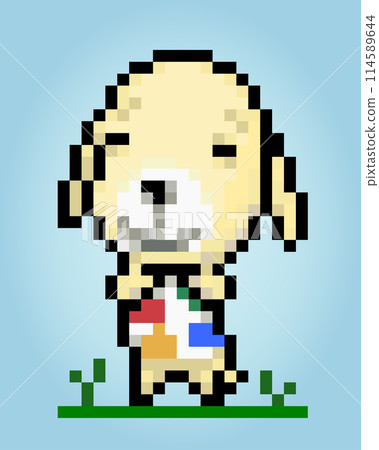 8 bit pixel dog character. Animals in vector illustrations. 114589644