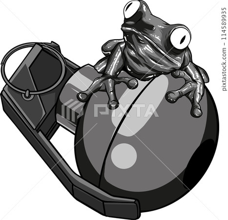 vector illustration of frog on hand granate vector illustration of frog on hand granate 114589935