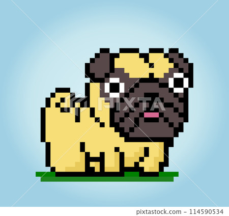 8 bit pixel of boxer dog. Animal for asset games in vector illustrations. Cross Stitch pattern. 8 bit pixel of boxer dog. Animal for asset games in vector illustrations. Cross Stitch pattern. 114590534