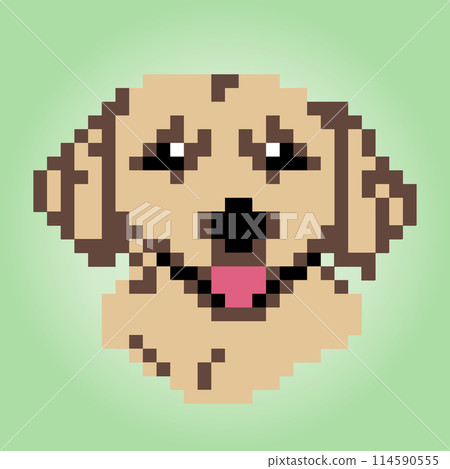 8 bit pixel labrador retriever dog . Animals for asset games in vector illustrations. Cross Stitch pattern. 8 bit pixel labrador retriever dog . Animals for asset games in vector illustrations. Cross Stitch pattern. 114590555