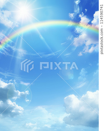 動漫風格的藍天彩虹AI影像 動漫風格的藍天彩虹AI影像 114590741