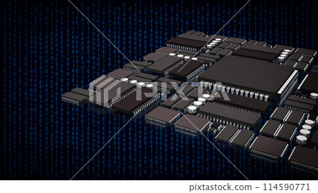 The Ic and pcb Board for technology or it concept 3d rendering. The Ic and pcb Board for technology or it concept 3d rendering. 114590771