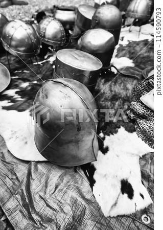 Old medieval helmet Old medieval helmet 114590793