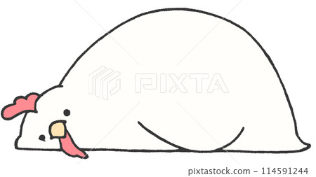 A chicken lying down and looking at you A chicken lying down and looking at you 114591244
