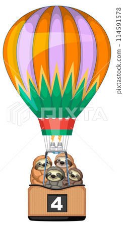 Sloths in a Colorful Hot Air Balloon Sloths in a Colorful Hot Air Balloon 114591578