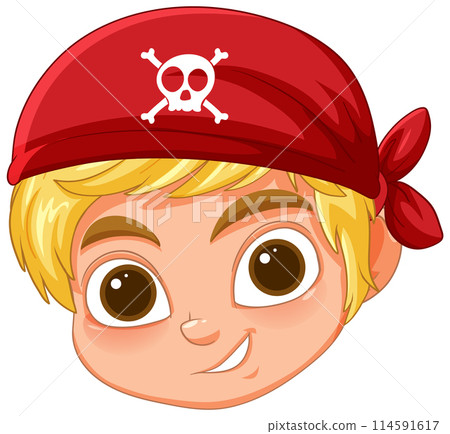 Playful Kid in Pirate Hat Illustration Playful Kid in Pirate Hat Illustration 114591617