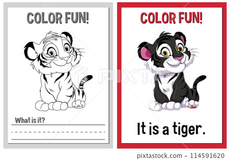 Color Fun: Educational Tiger Illustration Color Fun: Educational Tiger Illustration 114591620