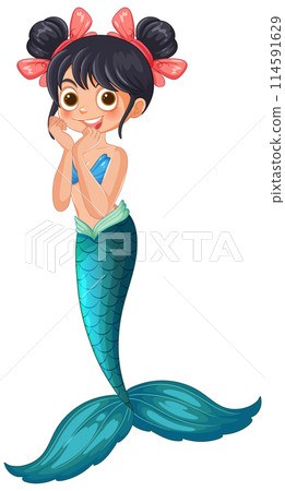 Cute Mermaid Cartoon Character 114591629