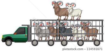 Vector Illustration of Animals in a Truck 114591671