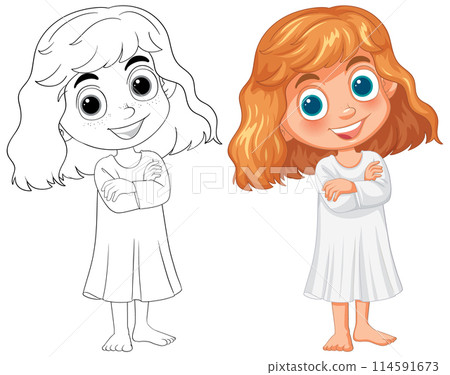 Cheerful Young Girl Vector Illustration 114591673