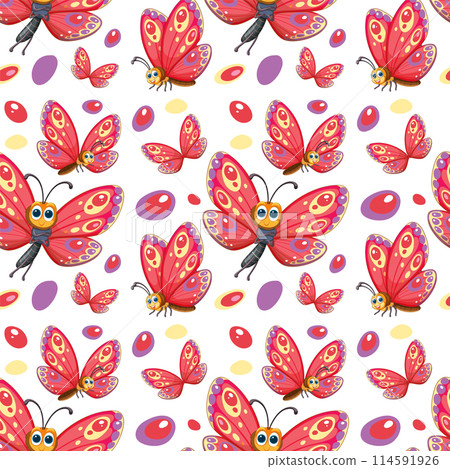 Colorful Butterfly and Bee Pattern Design 114591926