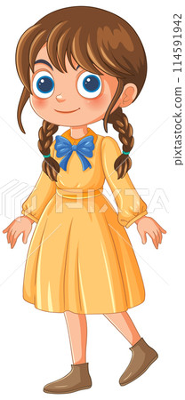Cheerful Young Girl in Yellow Dress 114591942