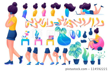 Constructor for creating a Young Girl. Create your own beautiful girl character with a Set of hands and feet. Flat 2D vector illustration N4 Constructor for creating a Young Girl. Create your own beautiful girl character with a Set of hands and feet. Flat 2D vector illustration N4 114592221