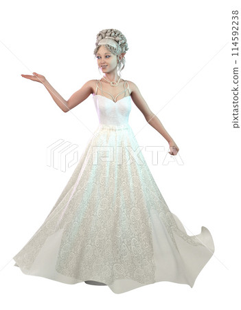 3D Render of Elf woman in white 114592238