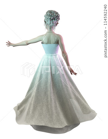 3D Render of Elf woman in white 114592240