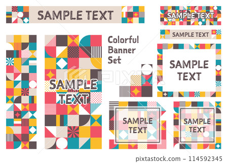 Banner set_geometric pattern 114592345