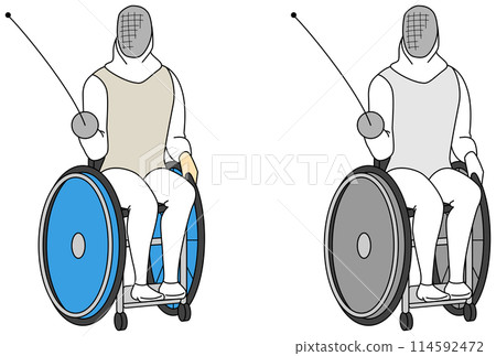 運動員進行輪椅擊劍的插圖集 114592472