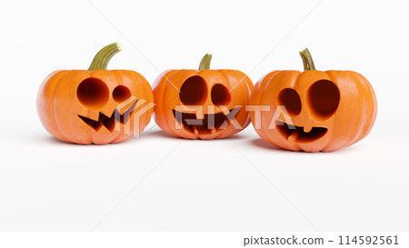 Funny Halloween Pumpkins on white background 114592561