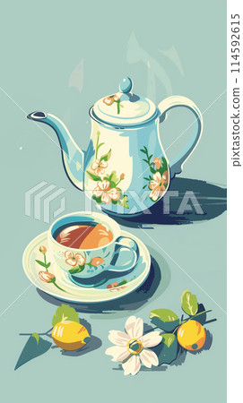 Tea set illustration 114592615