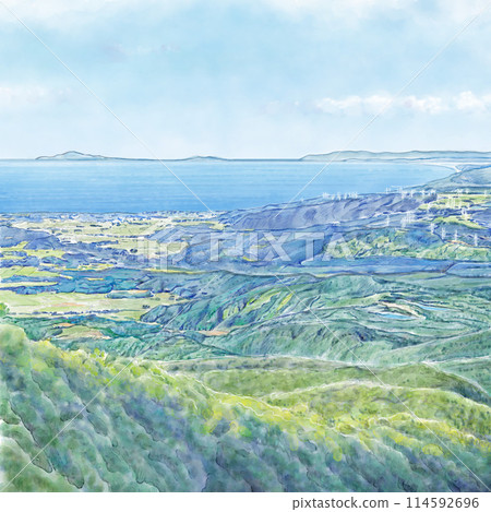 View from Mt. Chokai with sky 114592696