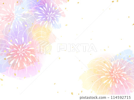 Illustration of fireworks in gentle colors 114592715