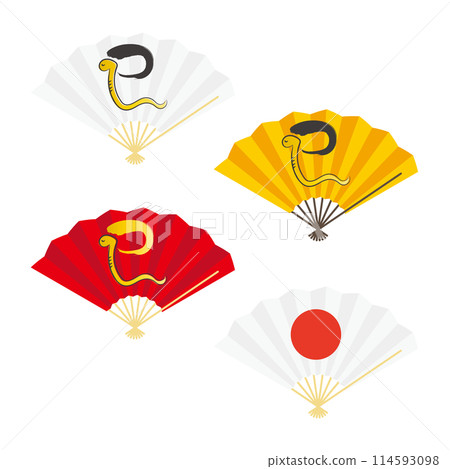 2025 Year of the Snake New Year's card Variations of folding fans with illustrations of "snake" and text 2025 Year of the Snake New Year's card Variations of folding fans with illustrations of "snake" and text 114593098