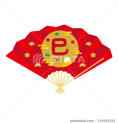 2025 Year of the Snake New Year's card A Japanese-style red folding fan with hand-drawn "Snake" character 2025 Year of the Snake New Year's card A Japanese-style red folding fan with hand-drawn "Snake" character 114593103