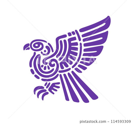 Aztec totem eagle bird or Mayan and Inca tribal symbol, vector sacred deity. Ancient Mexican, Aztec and Maya tribe totem of vulture or eagle, ritual symbol and mythology or religious idol for tattoo Aztec totem eagle bird or Mayan and Inca tribal symbol, vector sacred deity. Ancient Mexican, Aztec and Maya tribe totem of vulture or eagle, ritual symbol and mythology or religious idol for tattoo 114593309
